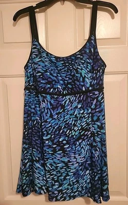 Traje de baño Great Lengths By Longitude negro azul control de barriga talla 16 nuevo con etiquetas Foto 1 de 4