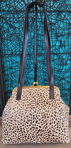 Bolso de mano Cee Klein de cuero genuino con cierre de beso estilo retro - Imagen 1 de 13