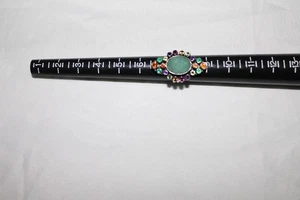 Nicky Butler Aqua Chalzedon Sterling Ring Gr. 8 breite bunte Edelsteine mit Breitem Band - Bild 1 von 9