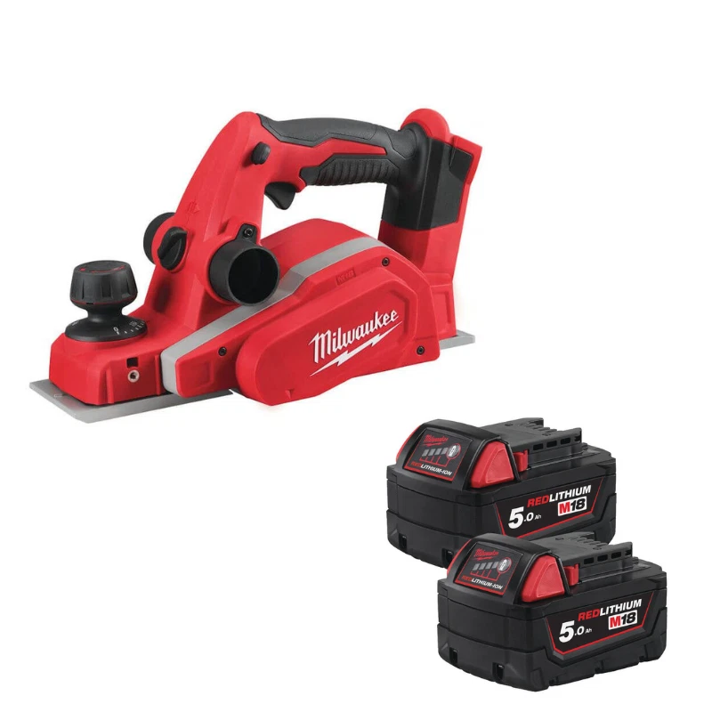 Milwaukee M18BP-0 18V Li-ion 82mm Cordless Planer 2x 5Ah Batteries Dust Bag Guid - Image 1 of 1