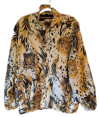 Chaqueta Vintage Estampado Tigre Arco Iris OSFA Hecha en Corea Años 80 90 Animal Gráfico Certificado de Autenticidad Foto 1 de 4