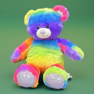 Build A Bear Regenbogenstreifen 15 Zoll Plüsch Teddybär Tier Glitzer Füße & Ohren - Bild 1 von 11