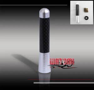 ANTENA TIPO BASE TORNILLO RADIO TECHO CORTO 3" PLATA/FIBRA CARBONO CHEVY DODGE FORD - Imagen 1 de 1