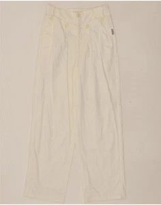 VINTAGE Womens Pegged Casual Trousers IT 42 Medium W26 L29 White Cotton AA09 - Picture 1 of 3