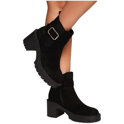 Rouge Helium Lug Sole Booties Black Suede Women's Sz 10 - Image 1 of 4