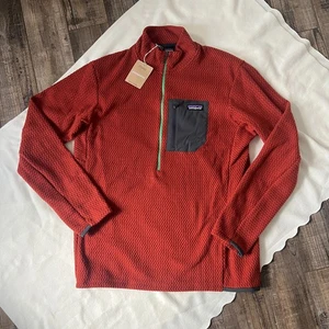 NWT Patagonia Men's L R1 Air Zip Neck Fleece Pullover Mangrove Red Lightweight - Picture 1 of 13