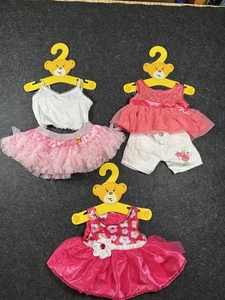 Build-A-Bear Workshop Clothes Lot 3 Outfits Dress Tutu Skirt Shorts Pink Set - Picture 1 of 7