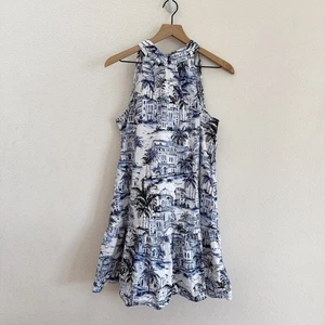 Calypso St. Barths Toile Print Halter Mini Dress Size Large - Picture 1 of 7
