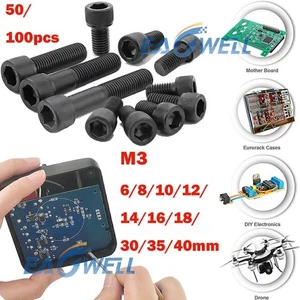 Tornillos de cabeza plana avellanados hexagonales de hierro negro M3 6/8/10/12/14/16/18/30/35/40 mm - Imagen 1 de 18