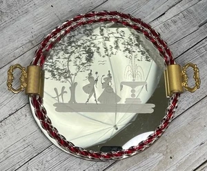 MCM Barovier Regency Espejo Grabado Murano Veneciano Cristal Dorado Bandeja Italiana ❤️ - Imagen 1 de 18