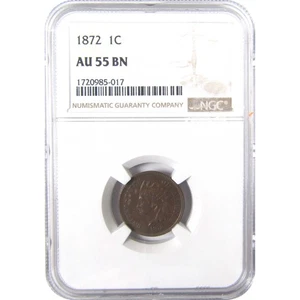 1872 Indian Head Cent AU 55 BN NGC Penny 1c Coin SKU:I17030 - Picture 1 of 4