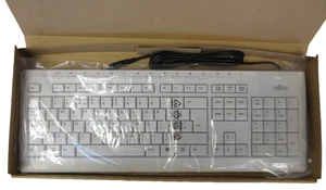 NEW Fujitsu KB521 White QWERTY Full-Size UK USB Wired Keyboard S26381-K521-L165 - Picture 1 of 6