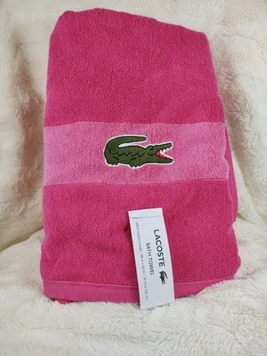 Novo 🐊 Toalha de Banho LACOSTE 100% Algodão Logotipo 30x52 OEKO Tex Rosa Crocodilo Grande - Imagem 1 de 4