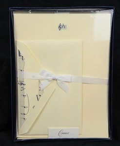 NIB Crane’s Stationery Box Ecru 25 Half Sheets + 25 Envelopes Music Notes RH3606 - Picture 1 of 8