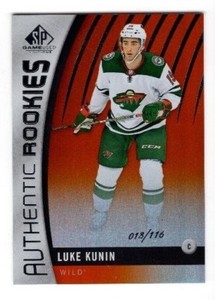 2017-18 SP GAME USED ORANGE RAINBOW AUTHENTIC ROOKIES LUKE KUNIN #164 /116