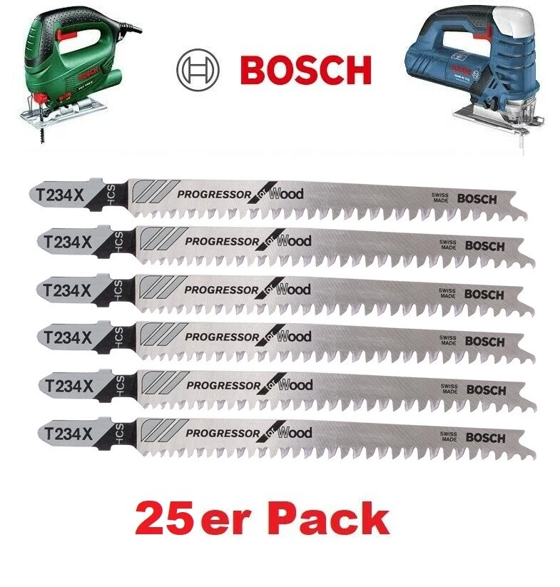 BOSCH 25er Pack Stichsägeblatt 117mm T 234 X Progressor univ. Holz dick & dünn - Bild 1 von 1