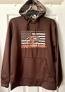 Mossy Oak Mens Size XLARGE Hoodie NWT Brown Orange Camo American Flag Sweatshirt - Picture 1 of 3