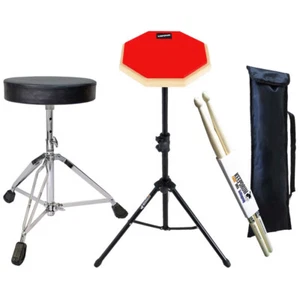 keepdrum DP-RD Practice Pad rojo con trípode con taburete y palos - Imagen 1 de 6