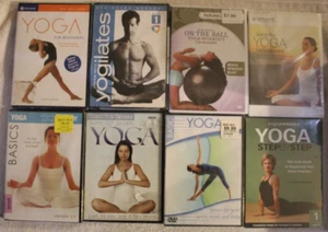 8 NEW yoga workout DVD lot for beginners gaiam yogilates basics how to begin - Picture 1 of 3