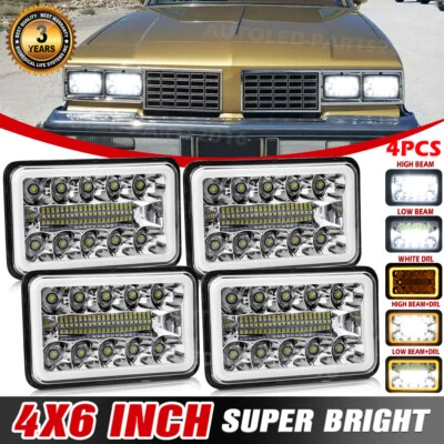 Faros LED 4x6" haz alto/bajo para Oldsmobile Cutlass Supreme 1976-1988 DRL Foto 1 de 4