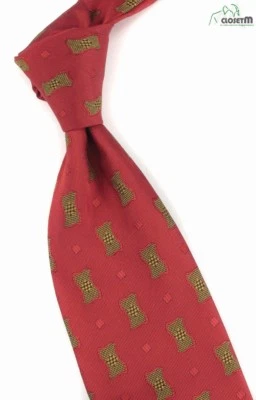 Corbata de seda Coach tejida roja/dorada de 3 5/8" de ancho Foto 1 de 3