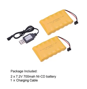 2Pcs Ni-Cd AA Battery 7.2V 700mAh Pack Rechargeable For RC Car Toys SM-2P Plug - Picture 1 of 10