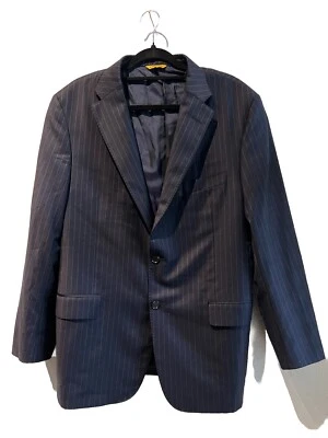 Hickey Freeman Loro Piana Men's Beacon Navy Pinstripe Sportcoat Wool Size 44R - Image 1 of 4