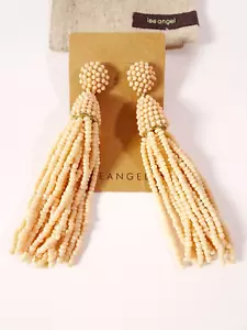 Lee Angel Women's Pink Circle Cone Fringe Bead Drop Earrings NWT 135 - Picture 1 of 4