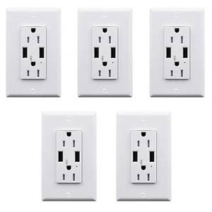 Dual USB Ports Steckdose Buchse UL gelistet TR manipulationssicher Steckdose X5 Stück - Bild 1 von 13
