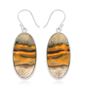 Pendientes colgantes colgantes de plata de ley 925 con piedras preciosas de jaspe abejorro KE-1052 - Imagen 1 de 3