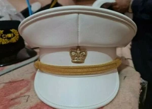 Military Marching Band White Peak Cap, Peaked Hat Headgear - Picture 1 of 5