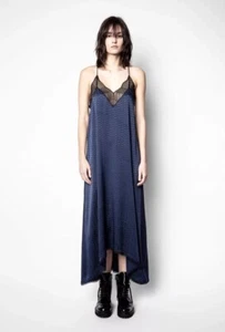 Zadig & Voltaire Risty Zac ZV Seidenkleid Gr. M Navy & Schwarz - Bild 1 von 4