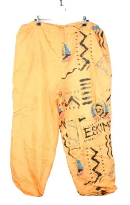 Винтажные мужские укороченные штаны для бега Gitano оранжевые нейлоновые с подкладкой графические свободные размер XL - Изображение 1 из 4