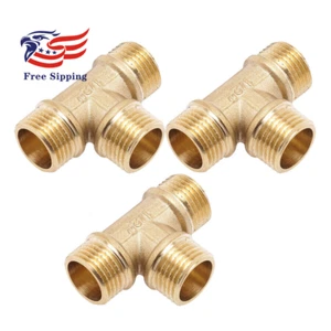 Brass Pipe tee 1/2"  NPS Male Equal Tee 3 Way Pipe Tube Fitting 3pcs - Picture 1 of 4