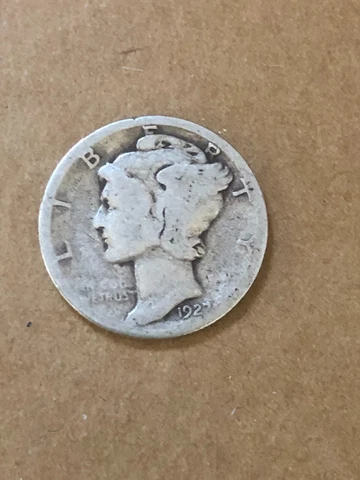 1927-P Mercury Silver Dime, .900 Silver, AG-G Circ. Lot C-41137, "FREE SHIPPING" Cover
