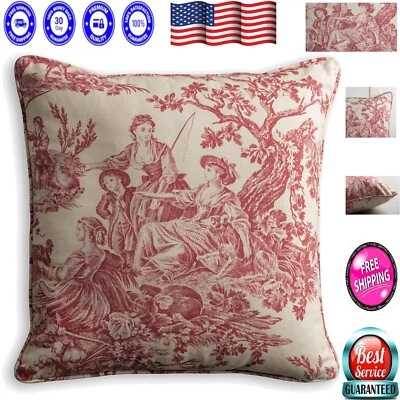 多功能 18 英寸 x 18 英寸棉质枕套带隐形拉链 - 红色设计 — 第 1/4 张图片