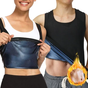 Men Women Sweat Vest Sauna Suit Slimming Shirt Thermal Body Shaper Waist Trainer - Picture 1 of 16