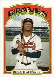 2021 Topps Heritage #299 Ronald Acuña Jr. SN Atlanta Braves - Picture 1 of 2