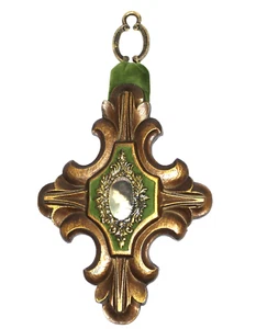 Vintage Wall Hanging Gold Plaque Velvet Ribbon Cameo - Picture 1 of 8