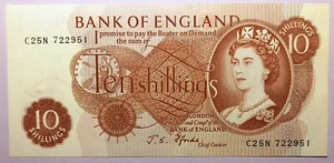 bn 12 ENGLAND Bank of England - 10 Shilling Banknote - 1967 FDS - Bild 1 von 2