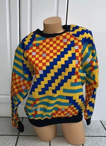 Vintage Sweatshirt Geometric Abstract Womens Long Sleeve NEW 1980s Sz M - Picture 1 of 8