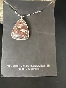 Womens Wild Horse Turquoise Pendant Navajo Sterling Silver Chain Necklace 04467 - Picture 1 of 12