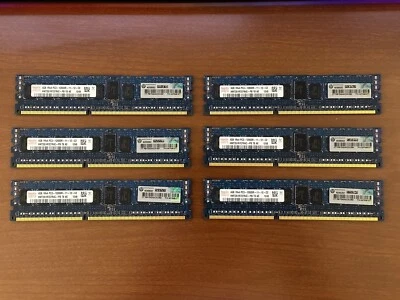HP 24GB (6x 4GB) hynix DDR3 ECC RAM (HMT351R7CFR4C-PB T8 AE) P/N: 647648-071 Foto 1 de 2