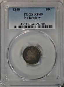 1840 Seated dime, No Drapery, PCGS XF40, nicely toned - Picture 1 of 3