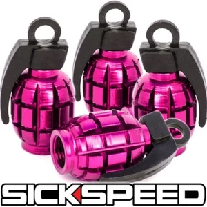 4 PC PINK ANODIZED GRENADE VALVE STEM CAP KIT/SET FOR RIM/WHEELS/TIRES P6 - Picture 1 of 1