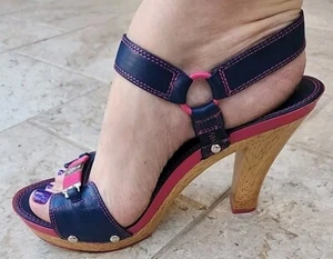 Baby Phat KAYA Pink / Dark Blue/ Purple High Heels RARE Sz 10M - Picture 1 of 14