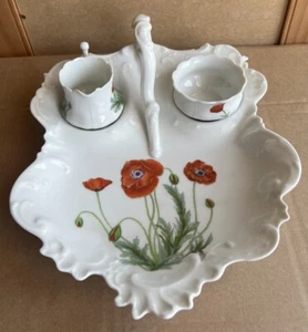 Limoges Frankreich Porzellan Mohn Cruet Set Nicole Bernardaud L28 x B23cm - Bild 1 von 7