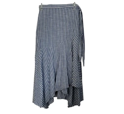 1. Falda State Wrap Azul y Blanco Asimétrica Náutica Costera Algodón Talla 8 Foto 1 de 4