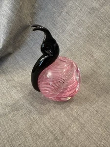 Art Glass Snail Paperweight Murano? Pink Swirl Purple EUC - Picture 1 of 8