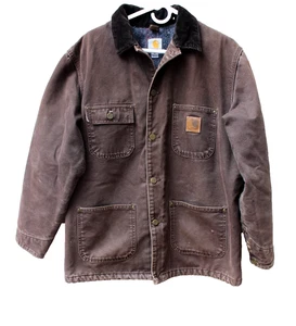 VINTAGE MARRONE CARHARTT CHORE GIACCA CIOCCOLATO CO2OKB CAPPOTTO Taglia M - Foto 1 di 7